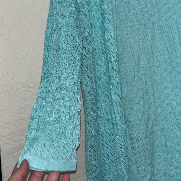 Woman blue sheer cardigan long sleeve size Xl - Picture 2 of 5